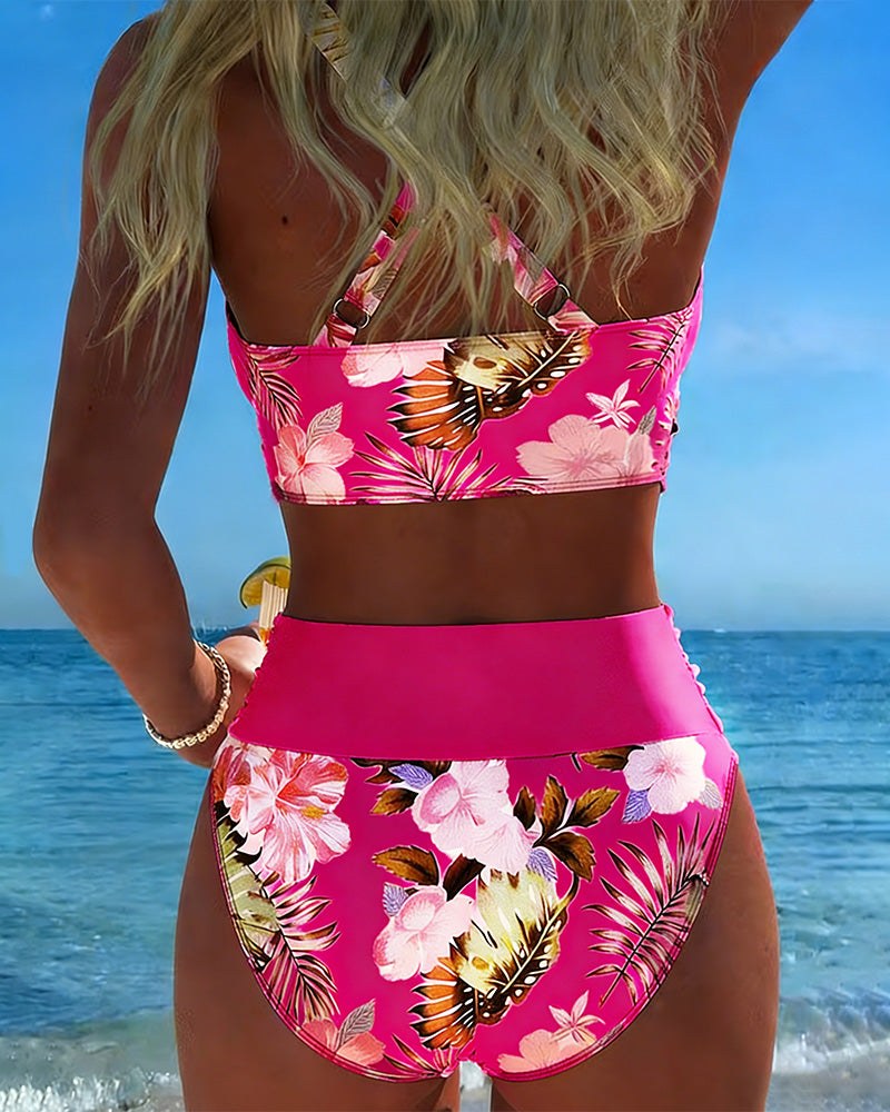 Jolina | Kwiatowy Bikini z Kontrastującymi Akcentami