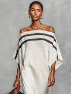 Sophie | Leinen Maxi-Minikleid mit Offenen Schultern
