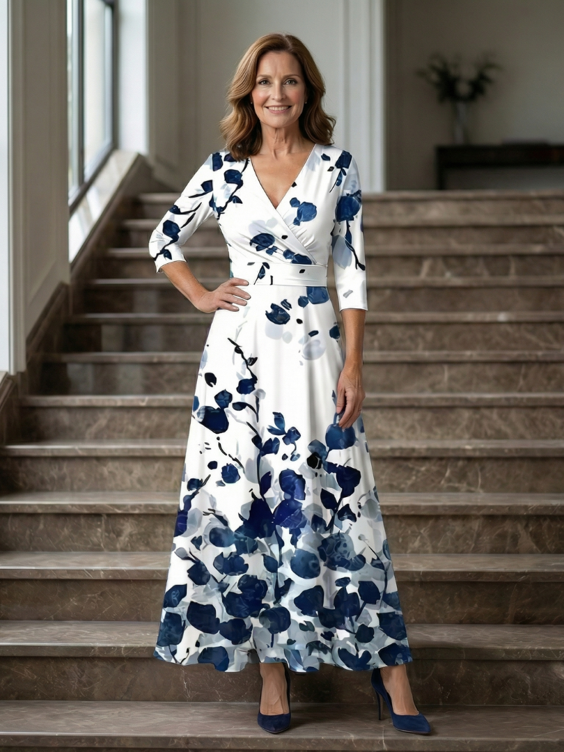 Celine | Midi Dress with Cross-Shaped Neckline