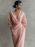 Nina | Minimalist Pink Linen Maxi Dress