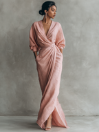 Nina | Minimalist Pink Linen Maxi Dress