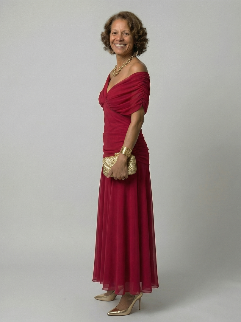 Calen | Off-Shoulder Midi Dress with Flowing Design