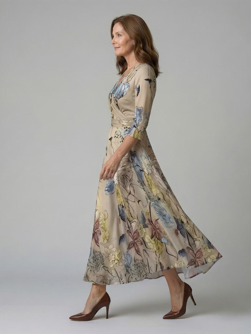 Celine | Midi Dress with Cross-Shaped Neckline