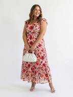 Lila | Elegancka Midi Sukienka w Kwiaty