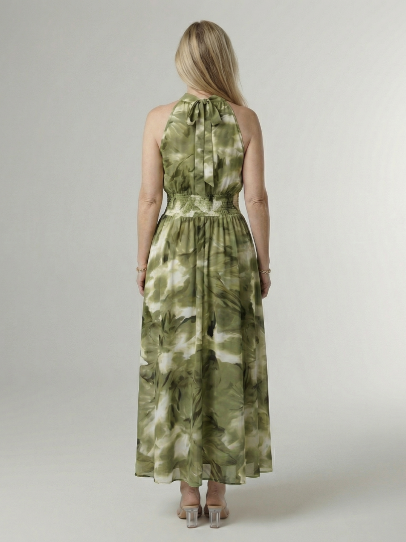 Sylin | Midi Dress with Gathered Halter Neck