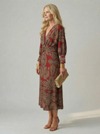 Lune | Midi Dress with Wrap Neckline in Natural Fabric