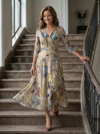 Celine | Midi Dress with Cross-Shaped Neckline