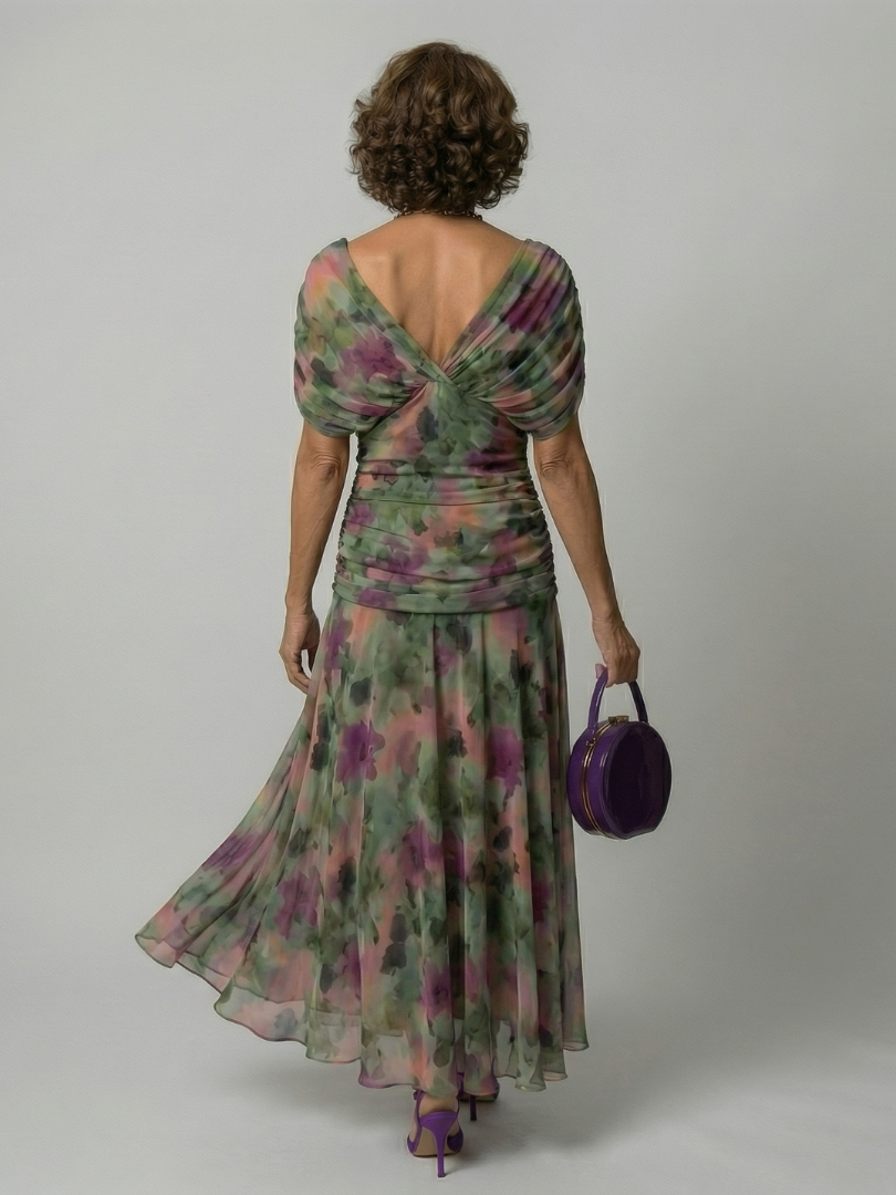 Calen | Off-Shoulder Midi Dress with Flowing Design