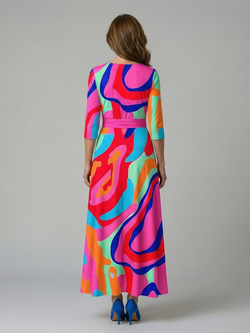Celine | Midi Dress with Cross-Shaped Neckline