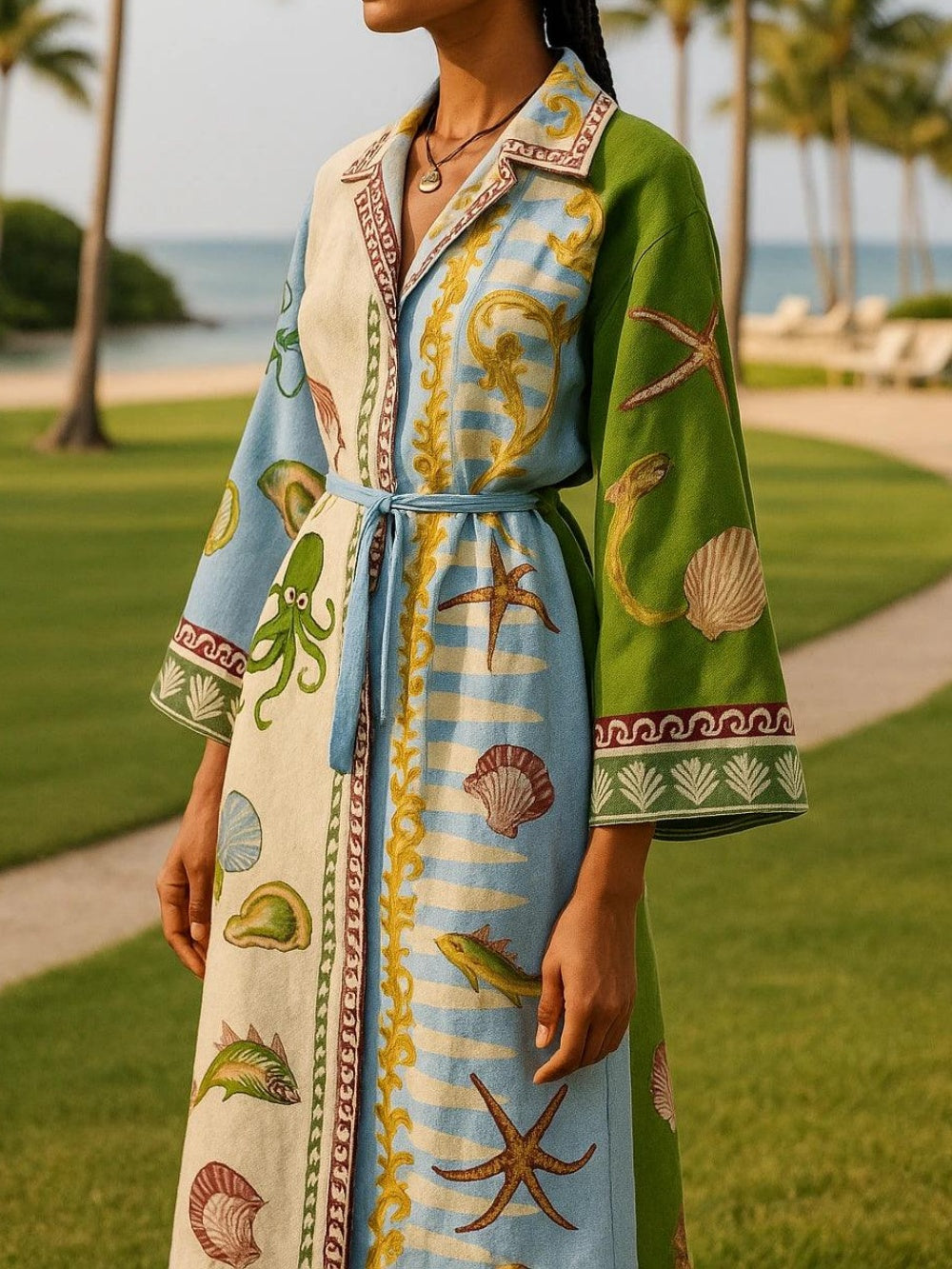Sandra | Midi Shirt Dress with Print on Cotton Canvas