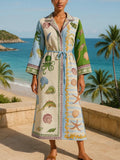 Sandra | Midi Shirt Dress with Print on Cotton Canvas