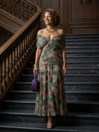 Calen | Off-Shoulder Midi Dress with Flowing Design