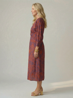 Lune | Midi Dress with Wrap Neckline in Natural Fabric
