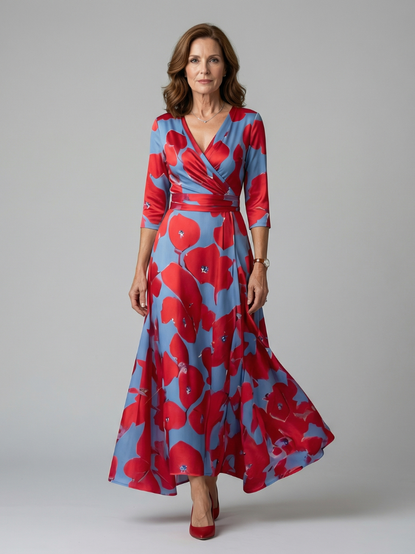 Celine | Midi Dress with Cross-Shaped Neckline