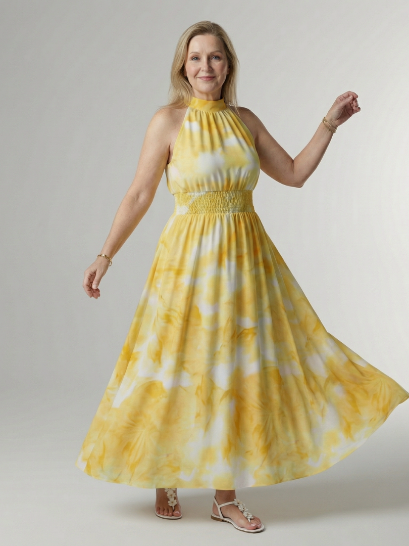 Sylin | Midi Dress with Gathered Halter Neck