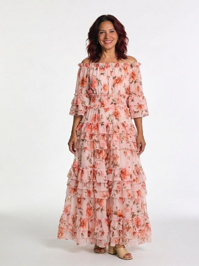 ROSALIE | Floral Maxi Dress with Ruffles