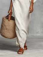 Sophie | Leinen Maxi-Minikleid mit Offenen Schultern