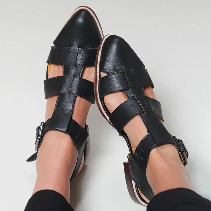 Pleated Pointed-Toe Sandals