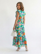 Lila | Elegancka Midi Sukienka w Kwiaty