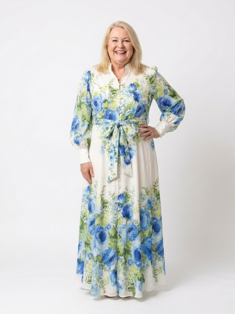 Harper | Floral Maxi Dress with Button Front