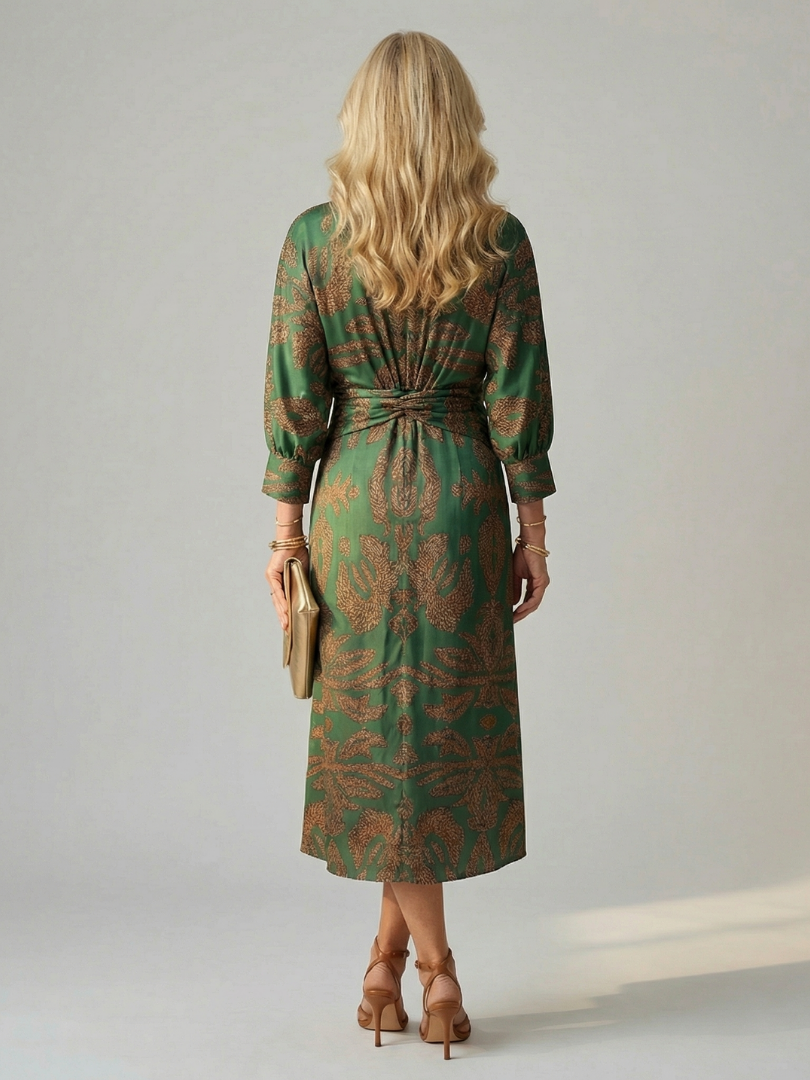 Lune | Midi Dress with Wrap Neckline in Natural Fabric