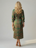 Lune | Midi Dress with Wrap Neckline in Natural Fabric