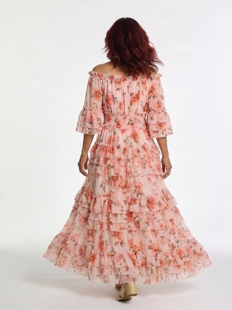 ROSALIE | Floral Maxi Dress with Ruffles