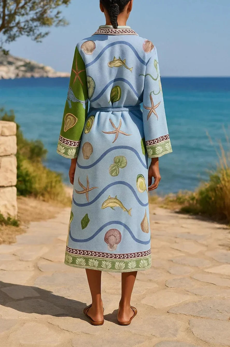 Sandra | Midi Shirt Dress with Print on Cotton Canvas