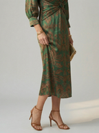 Lune | Midi Dress with Wrap Neckline in Natural Fabric