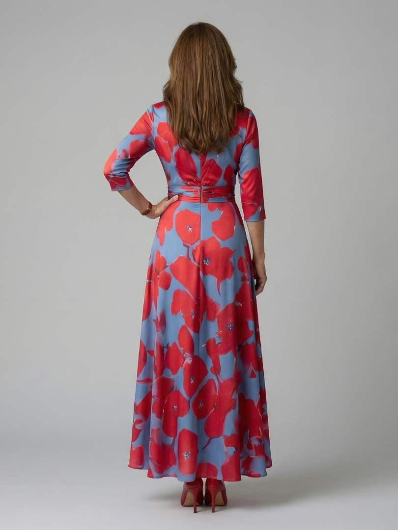 Celine | Midi Dress with Cross-Shaped Neckline