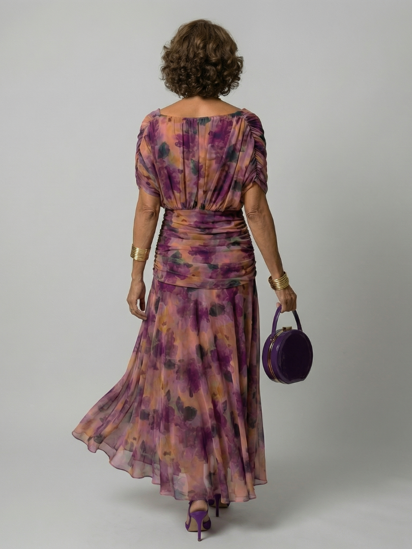 Calen | Off-Shoulder Midi Dress with Flowing Design
