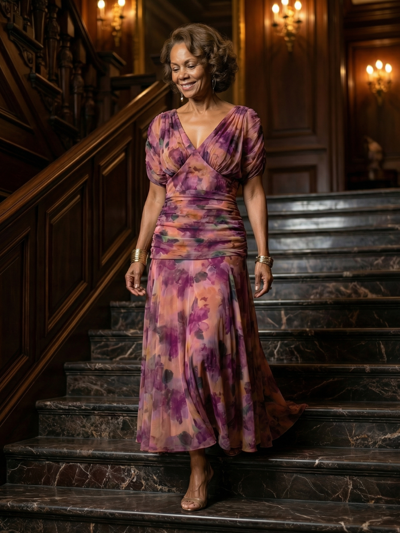 Calen | Off-Shoulder Midi Dress with Flowing Design