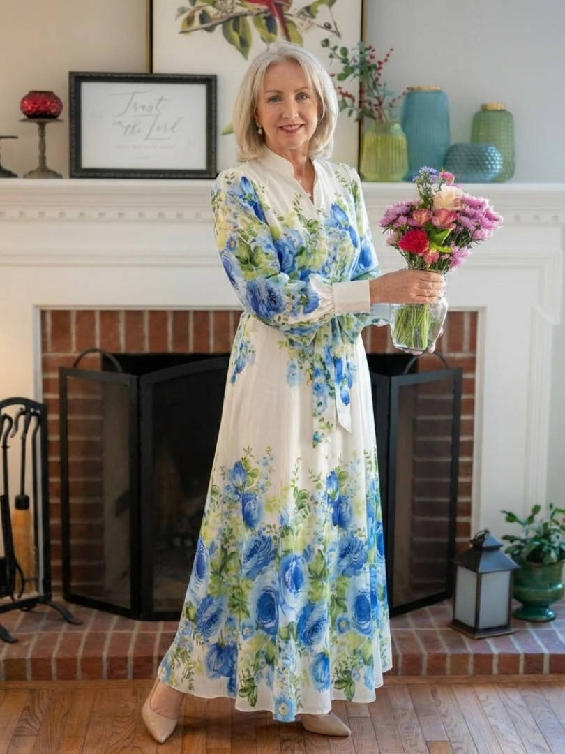 Harper | Floral Maxi Dress with Button Front