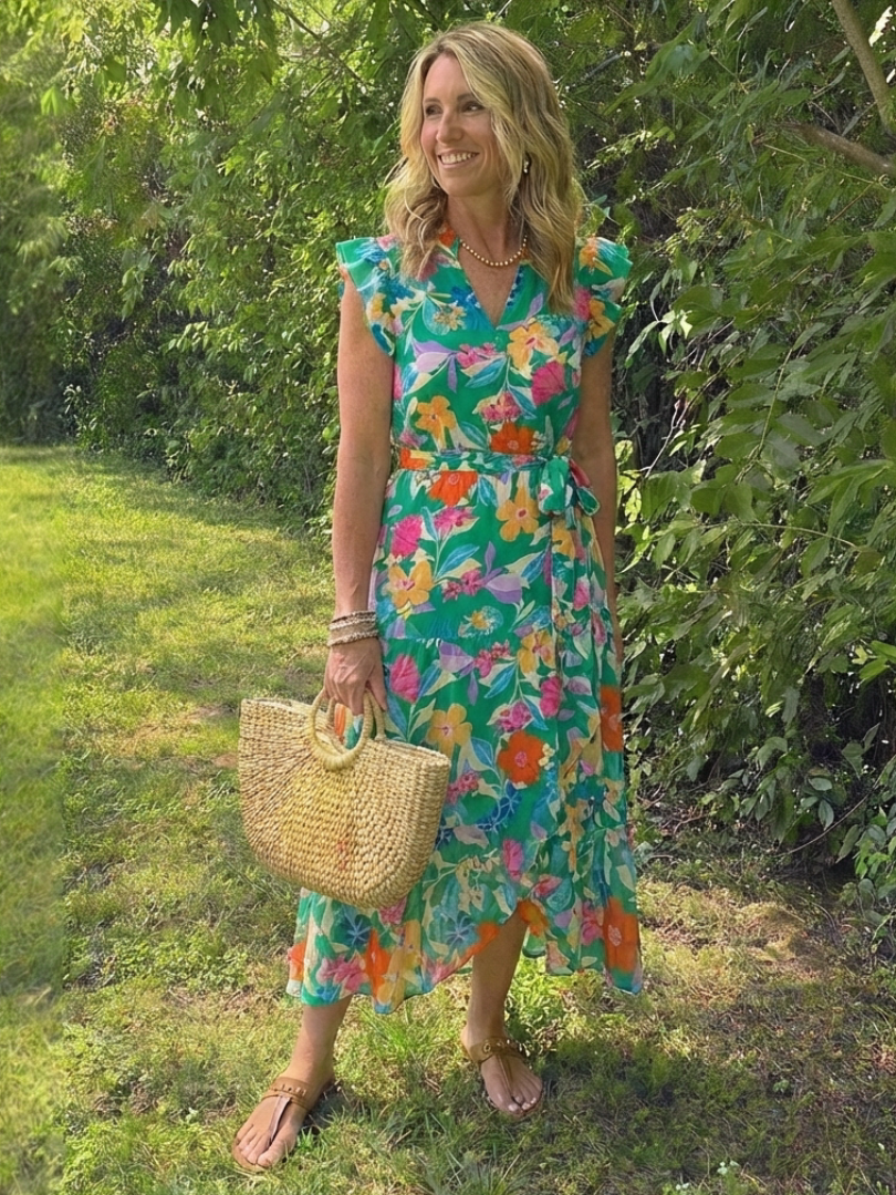 Lila | Elegancka Midi Sukienka w Kwiaty