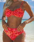 Elina | Bikini z abstrakcyjnym wzorem i cienkimi ramiączkami