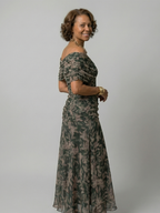 Calen | Off-Shoulder Midi Dress with Flowing Design