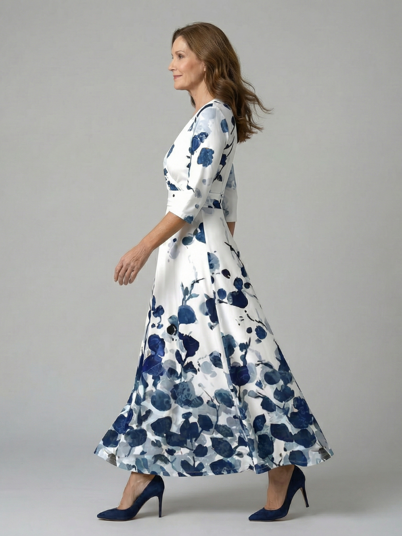 Celine | Midi Dress with Cross-Shaped Neckline