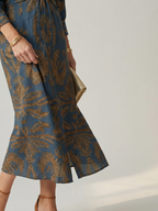 Lune | Midi Dress with Wrap Neckline in Natural Fabric