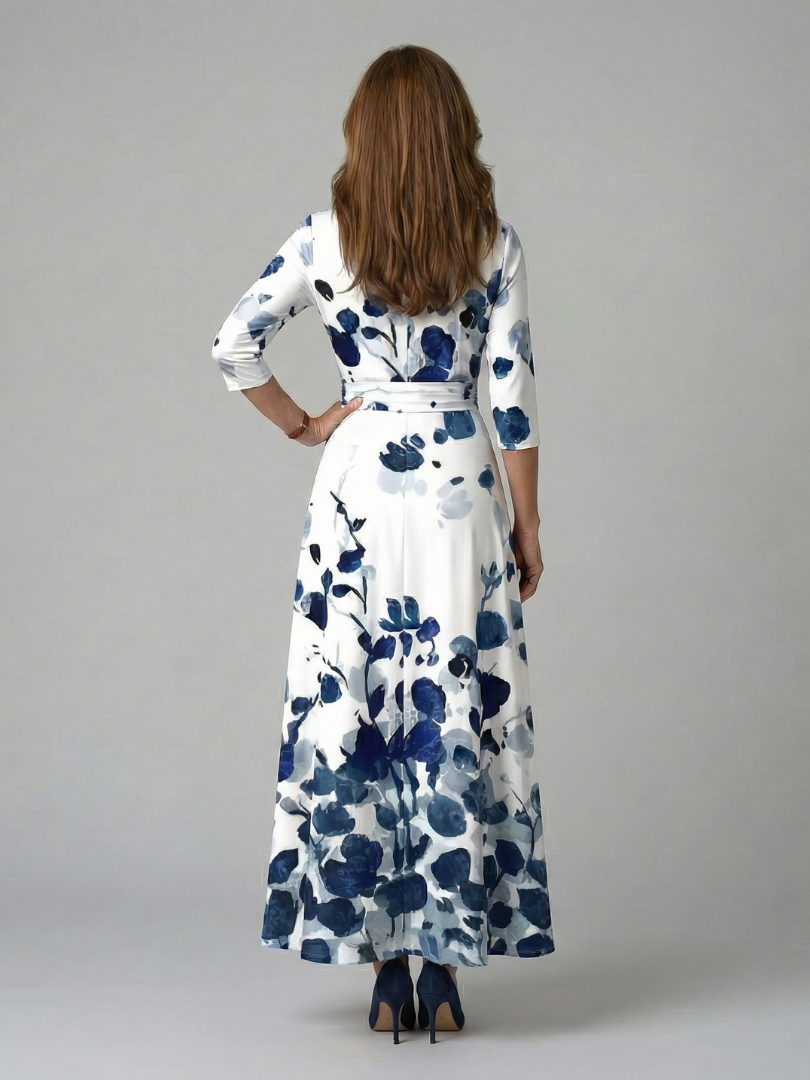 Celine | Midi Dress with Cross-Shaped Neckline