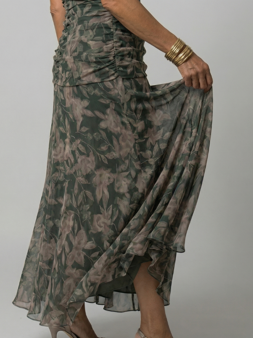 Calen | Off-Shoulder Midi Dress with Flowing Design