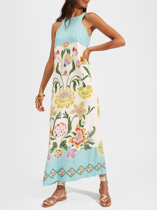 Ava | Midi Dress with Floral Print and Sleeveless Design for Resort Sunshine
