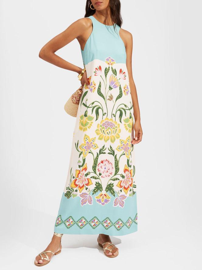 Ava | Midi Dress with Floral Print and Sleeveless Design for Resort Sunshine