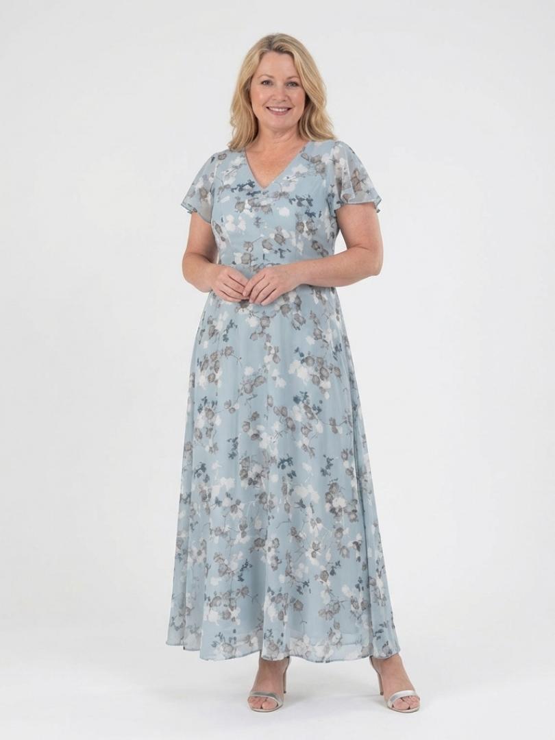 Ismeria | Maxi Chiffon Dress with Floral Print