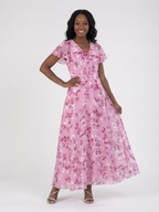 Ismeria | Maxi Chiffon Dress with Floral Print