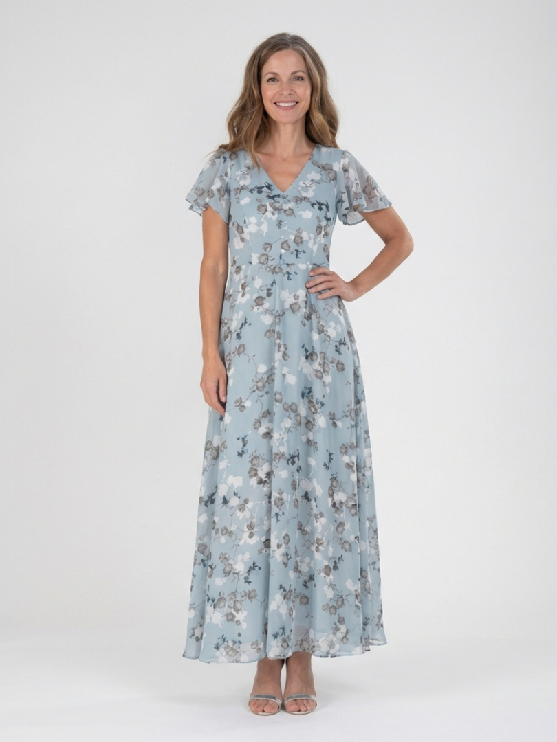 Ismeria | Maxi Chiffon Dress with Floral Print