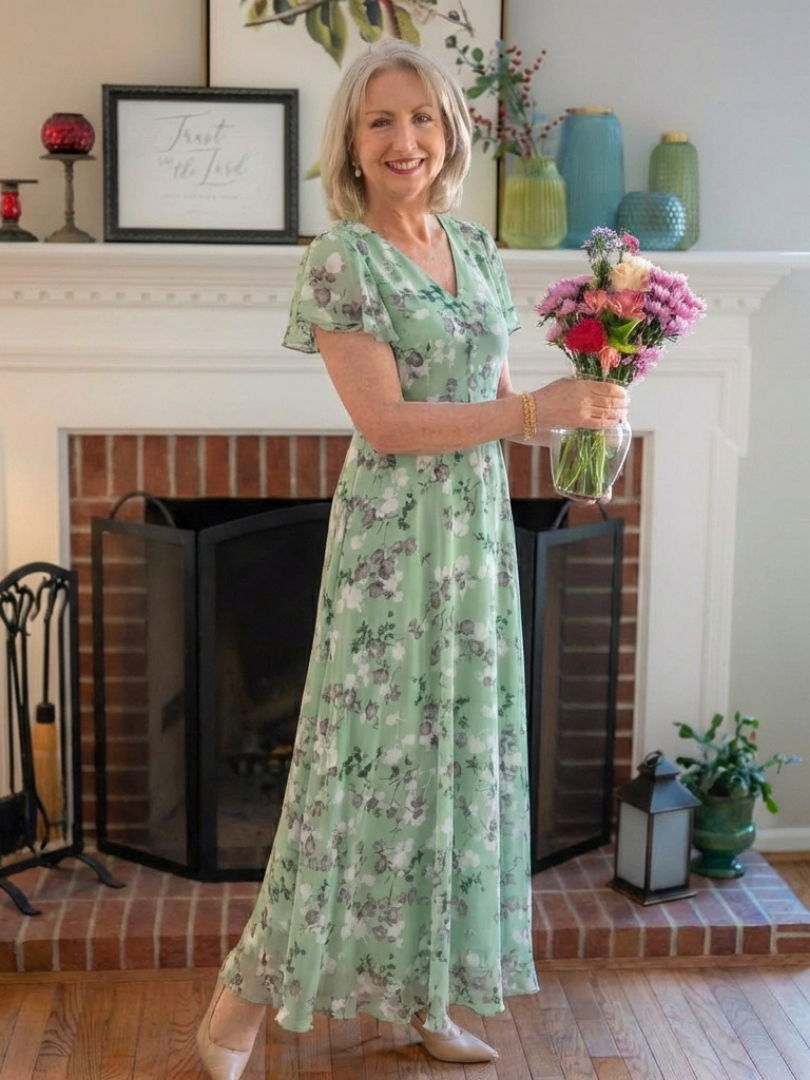 Ismeria | Maxi Chiffon Dress with Floral Print