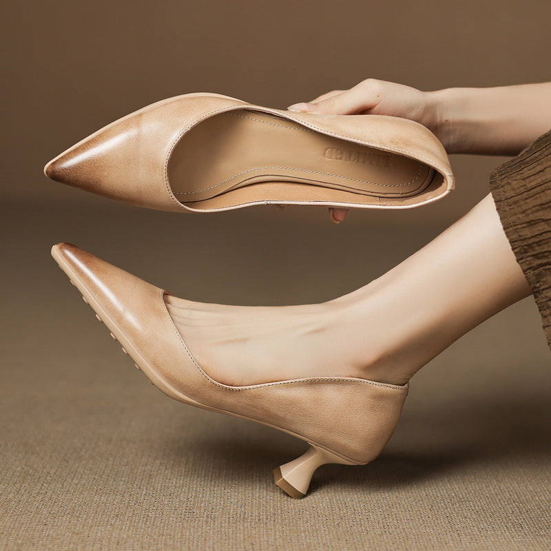 Calenne Leather Wedge Heels