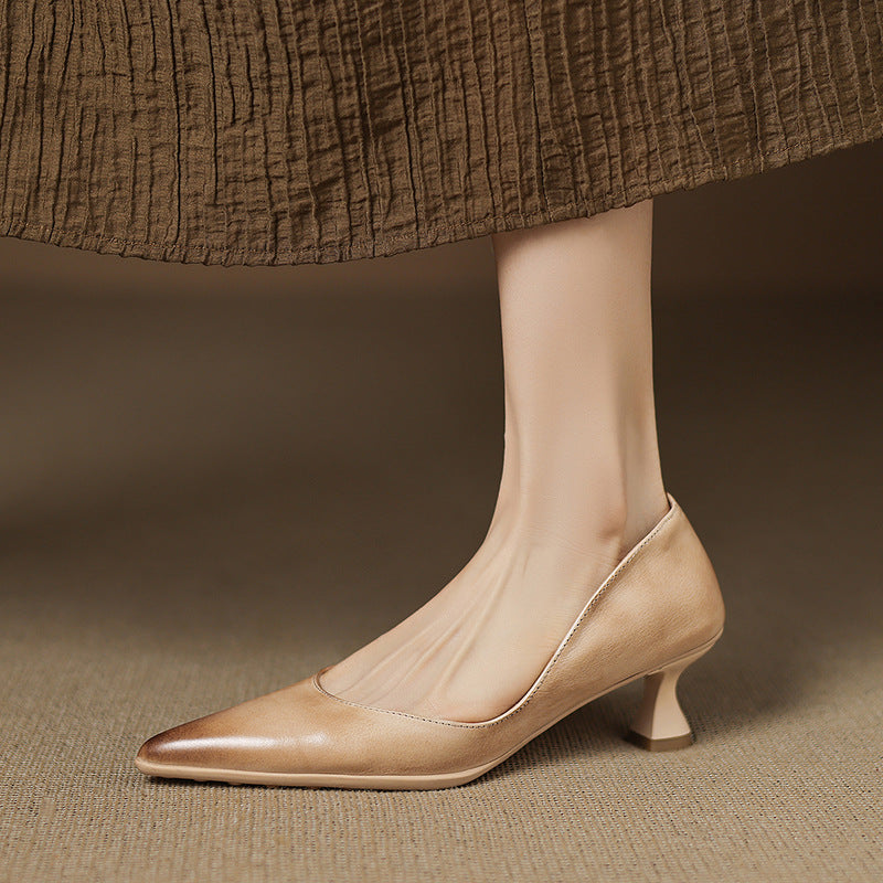 Calenne Leather Wedge Heels