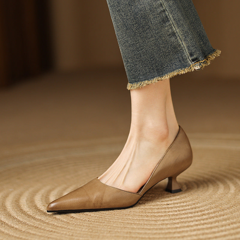 Ceyra Leather Wedge Shoes