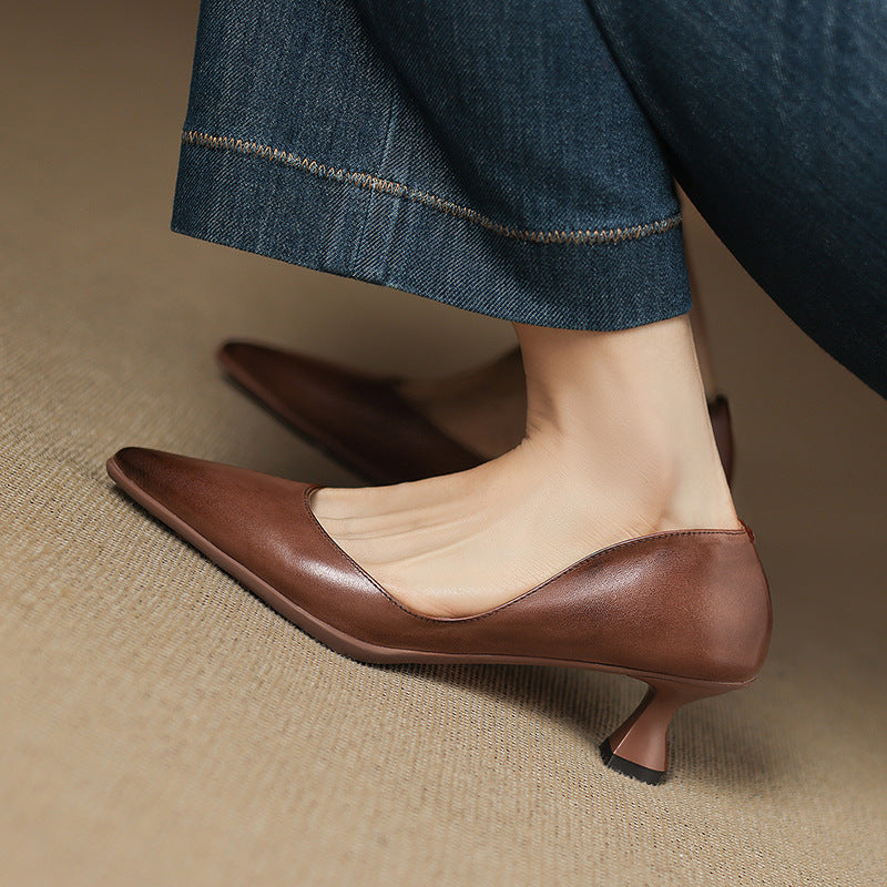 Calenne Leather Wedge Heels